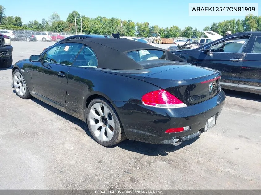 2007 BMW 650I VIN: WBAEK13547CN81909 Lot: 40164505