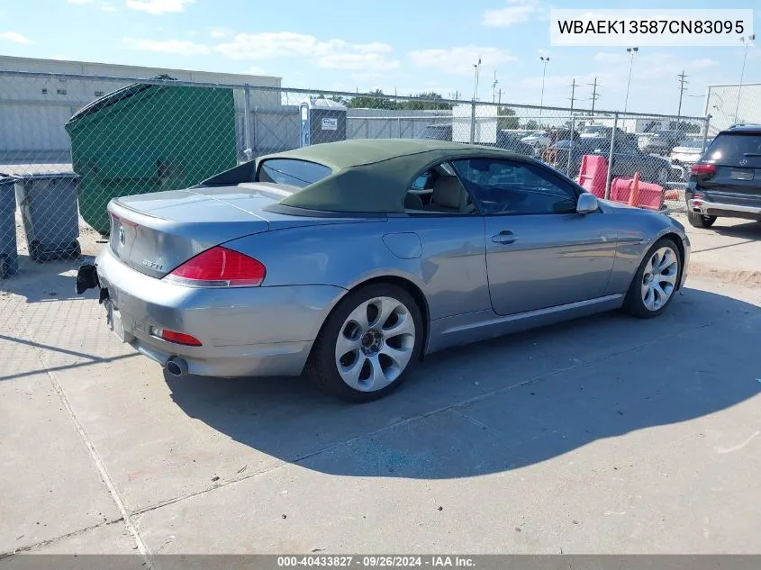 2007 BMW 650I VIN: WBAEK13587CN83095 Lot: 40433827