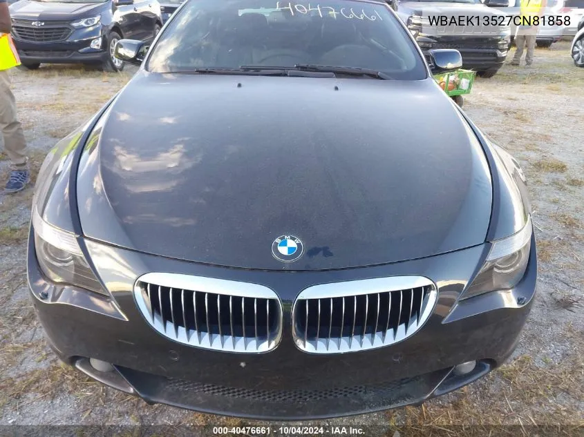 2007 BMW 650I VIN: WBAEK13527CN81858 Lot: 40476661