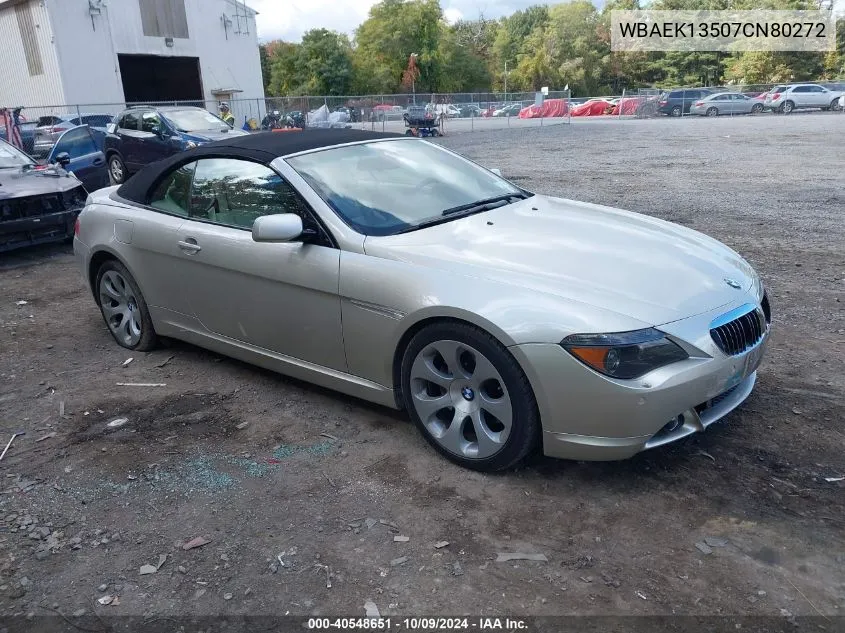 2007 BMW 650I VIN: WBAEK13507CN80272 Lot: 40548651