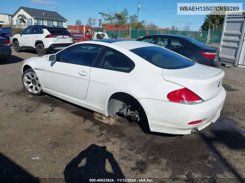 2007 BMW 650I VIN: WBAEH13507CR53289 Lot: 40823624