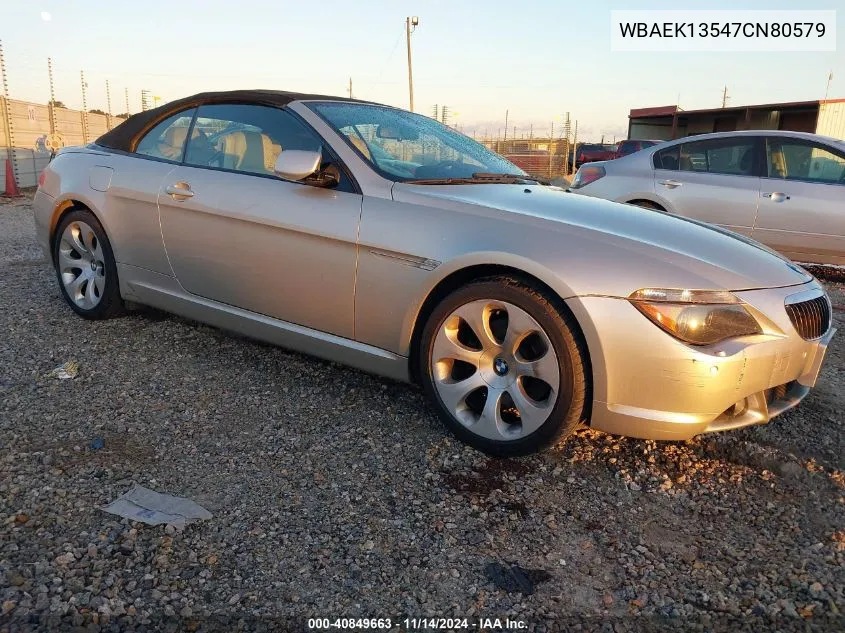 2007 BMW 650I VIN: WBAEK13547CN80579 Lot: 40849663