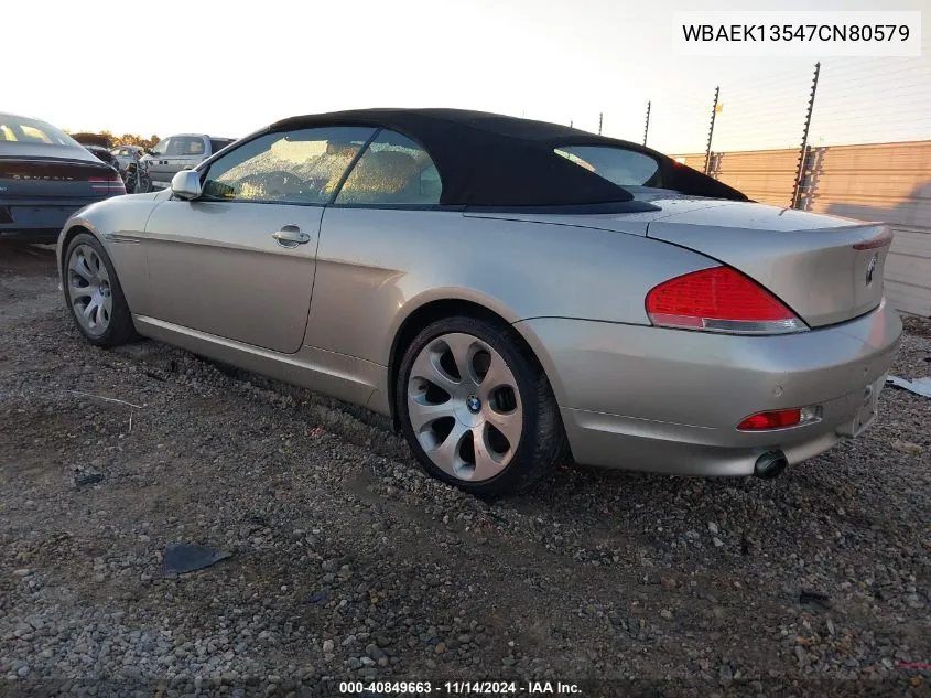 2007 BMW 650I VIN: WBAEK13547CN80579 Lot: 40849663