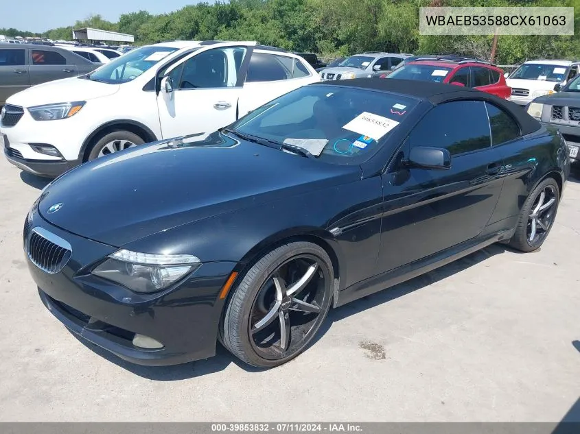 WBAEB53588CX61063 2008 BMW 650I