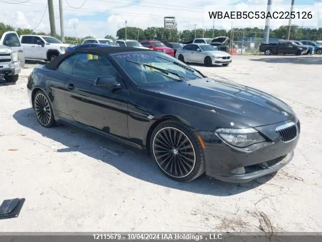 2010 BMW 6 Series VIN: WBAEB5C53AC225126 Lot: 12115679