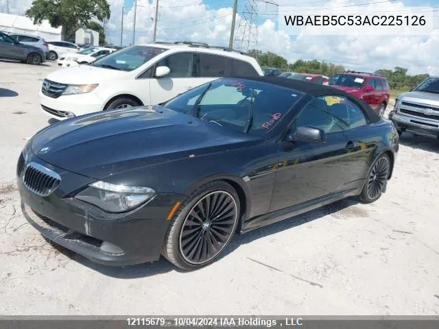 2010 BMW 6 Series VIN: WBAEB5C53AC225126 Lot: 12115679