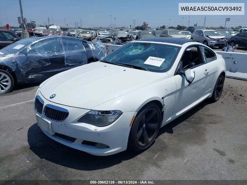 WBAEA5C50ACV93492 2010 BMW 650I