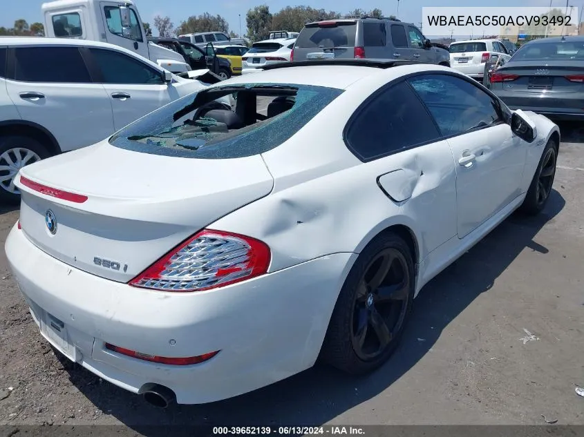 WBAEA5C50ACV93492 2010 BMW 650I