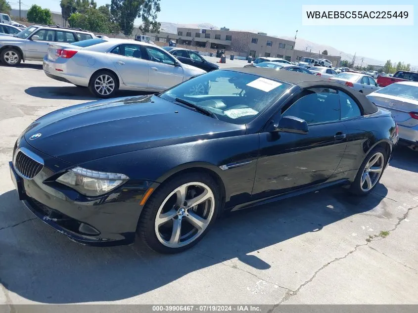 2010 BMW 650I VIN: WBAEB5C55AC225449 Lot: 39906467