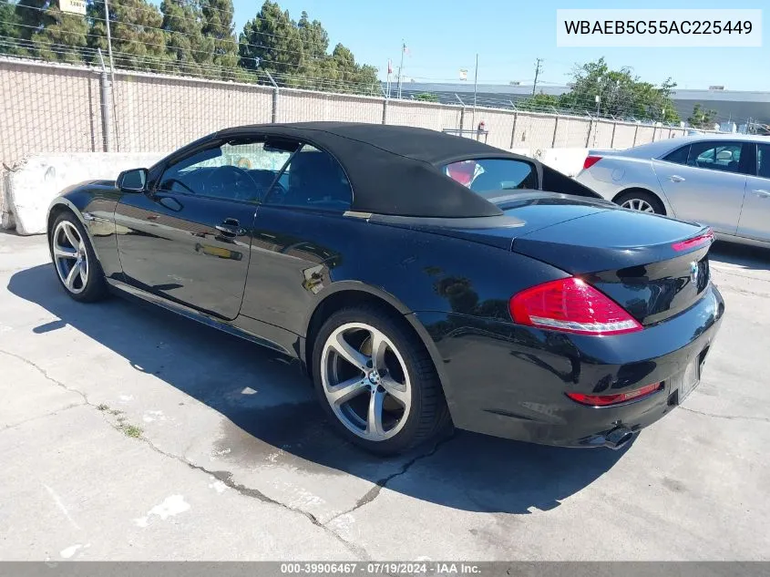 2010 BMW 650I VIN: WBAEB5C55AC225449 Lot: 39906467