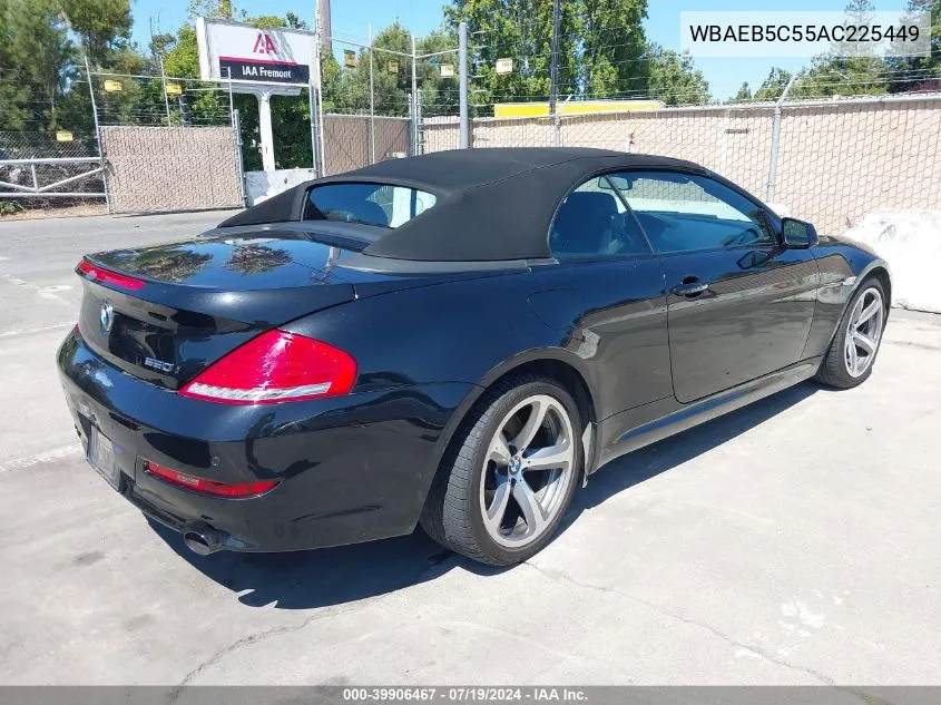 2010 BMW 650I VIN: WBAEB5C55AC225449 Lot: 39906467