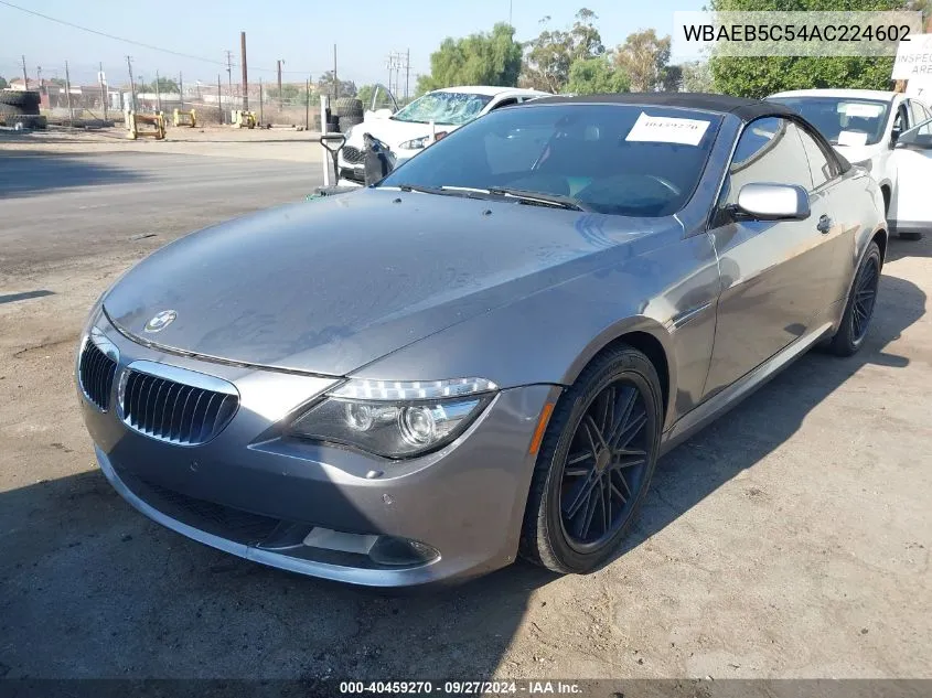 2010 BMW 650I VIN: WBAEB5C54AC224602 Lot: 40459270