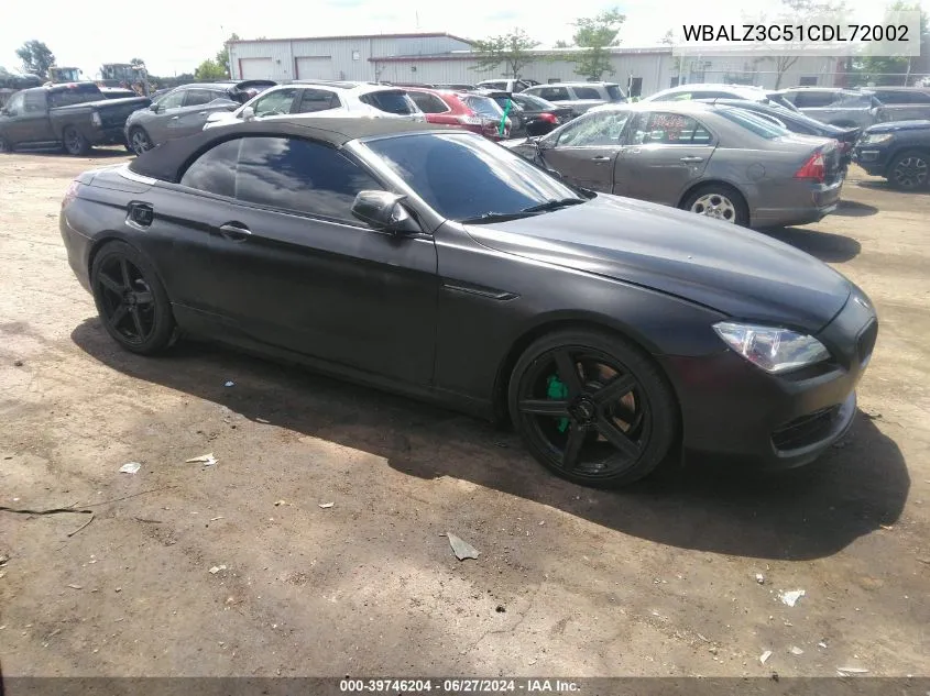 2012 BMW 650I VIN: WBALZ3C51CDL72002 Lot: 39746204