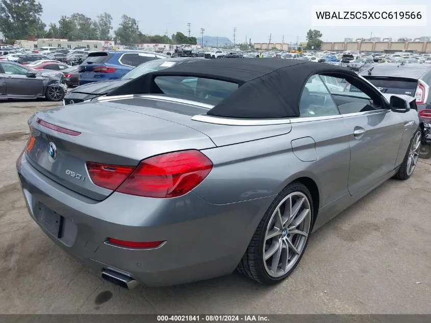 2012 BMW 650I xDrive VIN: WBALZ5C5XCC619566 Lot: 40021841