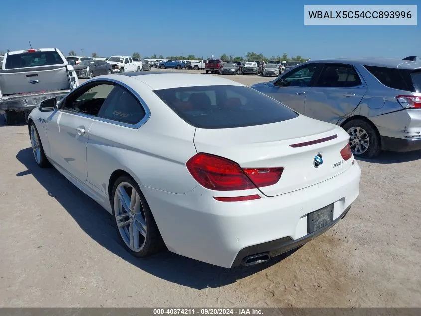 2012 BMW 650I xDrive VIN: WBALX5C54CC893996 Lot: 40374211