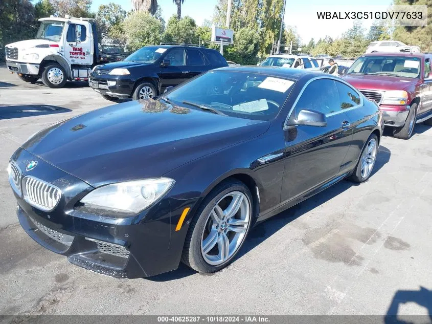 2012 BMW 650I VIN: WBALX3C51CDV77633 Lot: 40625287