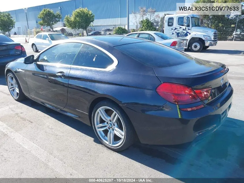 2012 BMW 650I VIN: WBALX3C51CDV77633 Lot: 40625287