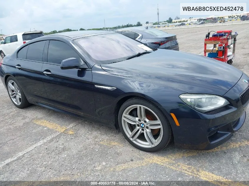 2014 BMW 640I Gran Coupe xDrive VIN: WBA6B8C5XED452478 Lot: 40053778