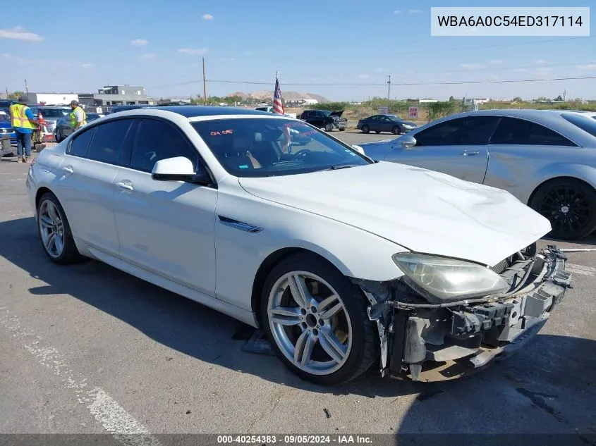 2014 BMW 640I Gran Coupe VIN: WBA6A0C54ED317114 Lot: 40254383