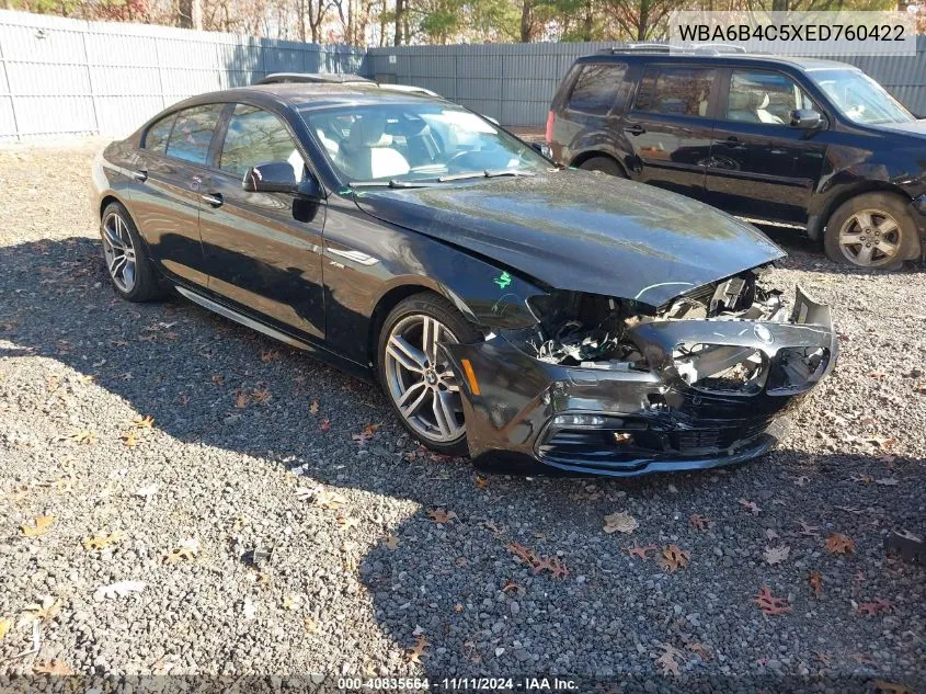 2014 BMW 650I Gran Coupe xDrive VIN: WBA6B4C5XED760422 Lot: 40835664