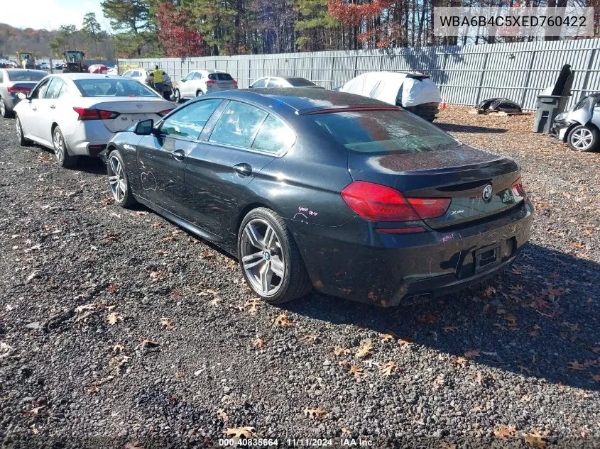 2014 BMW 650I Gran Coupe xDrive VIN: WBA6B4C5XED760422 Lot: 40835664