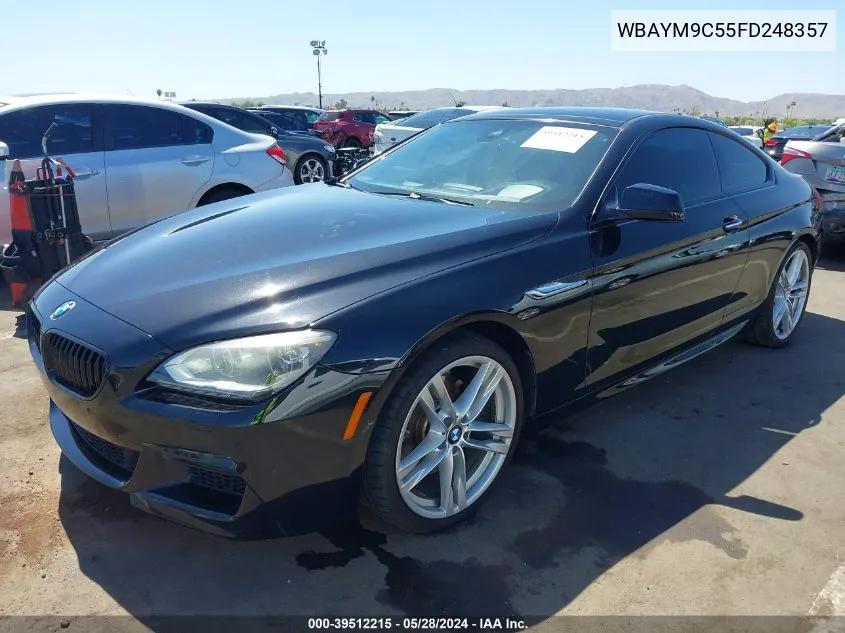 2015 BMW 650I VIN: WBAYM9C55FD248357 Lot: 39512215