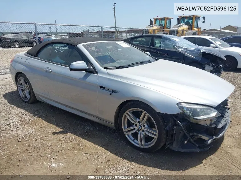 2015 BMW 640I VIN: WBALW7C52FD596125 Lot: 39783383