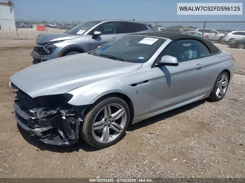 2015 BMW 640I VIN: WBALW7C52FD596125 Lot: 39783383