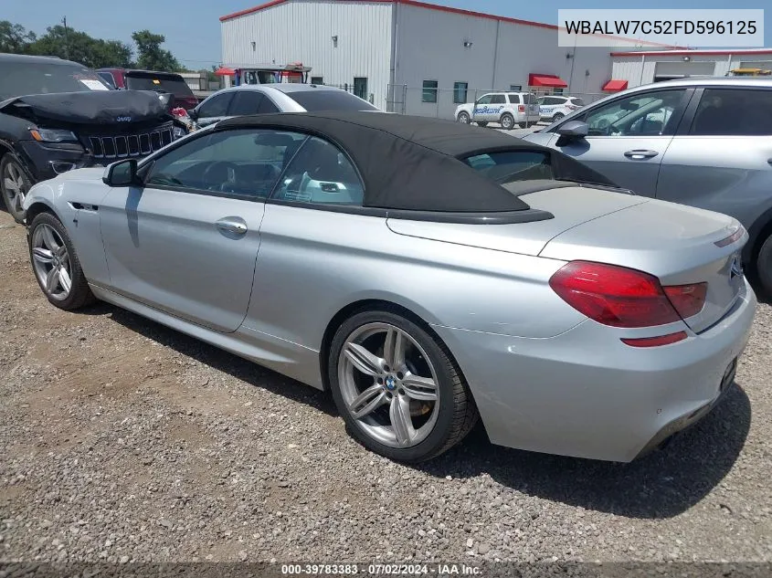 2015 BMW 640I VIN: WBALW7C52FD596125 Lot: 39783383