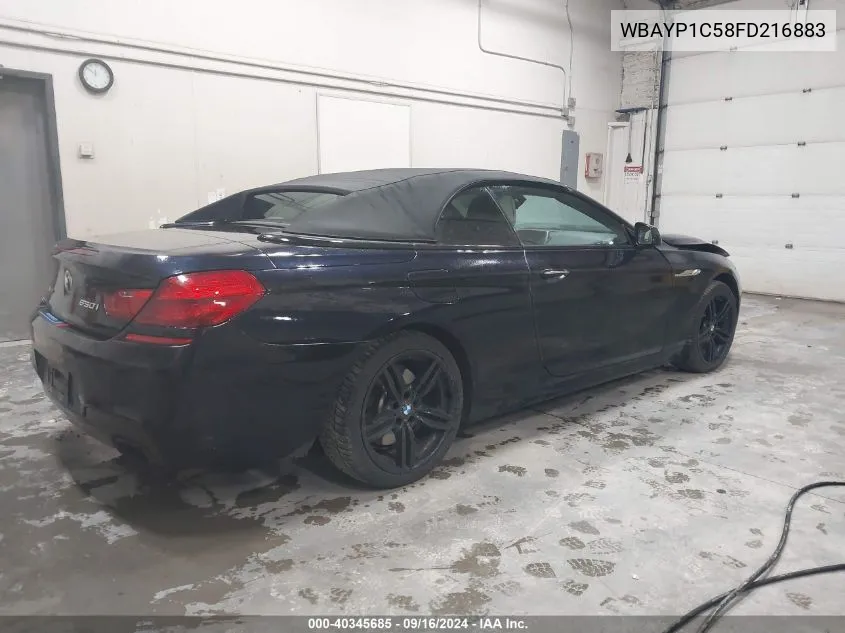 2015 BMW 650I xDrive VIN: WBAYP1C58FD216883 Lot: 40345685