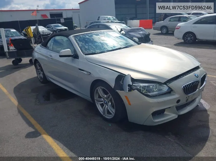 2015 BMW 640I VIN: WBALW7C53FD596246 Lot: 40449319