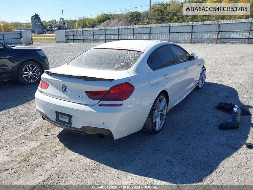 2015 BMW 640I Gran Coupe VIN: WBA6A0C54FGB53785 Lot: 40612020