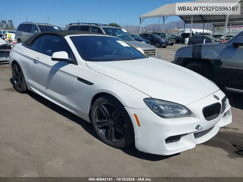 2015 BMW 640I VIN: WBALW7C52FD596187 Lot: 40642151