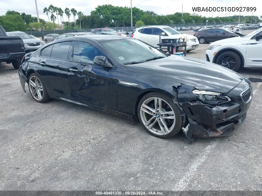 2016 BMW 640I Gran Coupe VIN: WBA6D0C51GD927899 Lot: 40451330