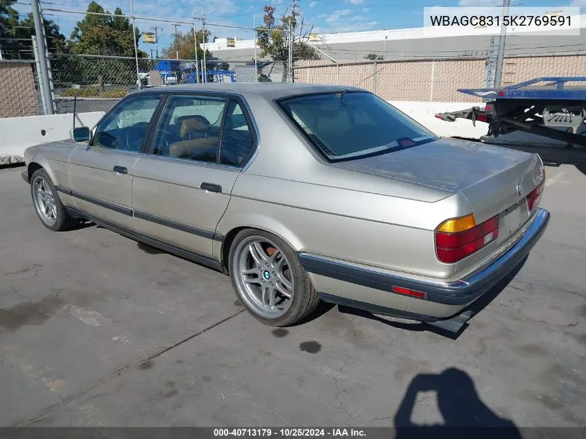 1989 BMW 750 Il VIN: WBAGC8315K2769591 Lot: 40713179