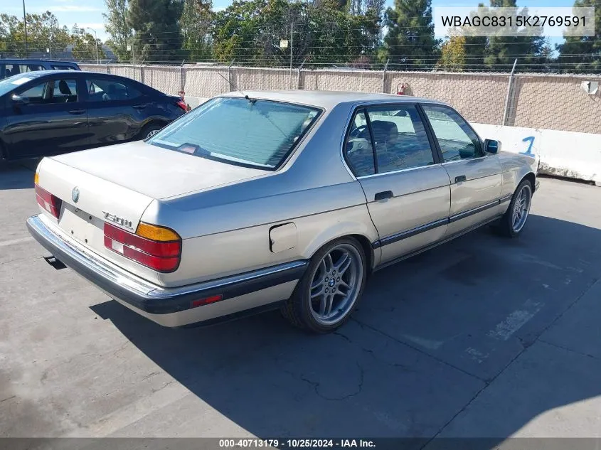 1989 BMW 750 Il VIN: WBAGC8315K2769591 Lot: 40713179