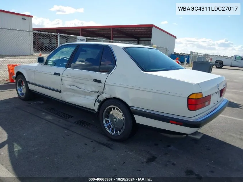 1990 BMW 735 Il VIN: WBAGC4311LDC27017 Lot: 40665967