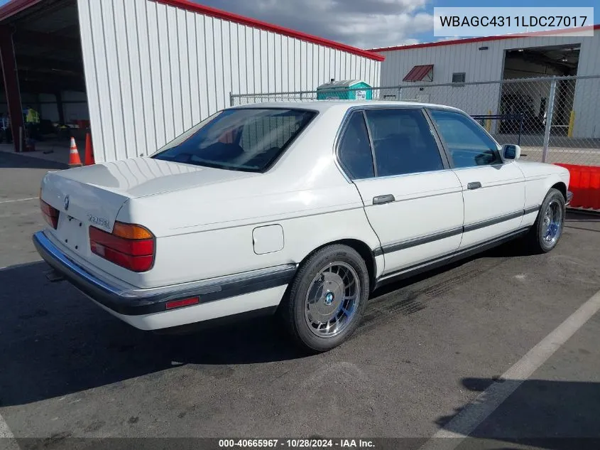 1990 BMW 735 Il VIN: WBAGC4311LDC27017 Lot: 40665967