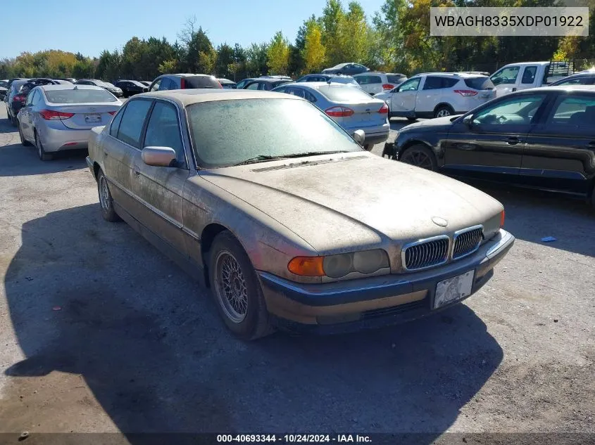 1999 BMW 740Il Il VIN: WBAGH8335XDP01922 Lot: 40693344