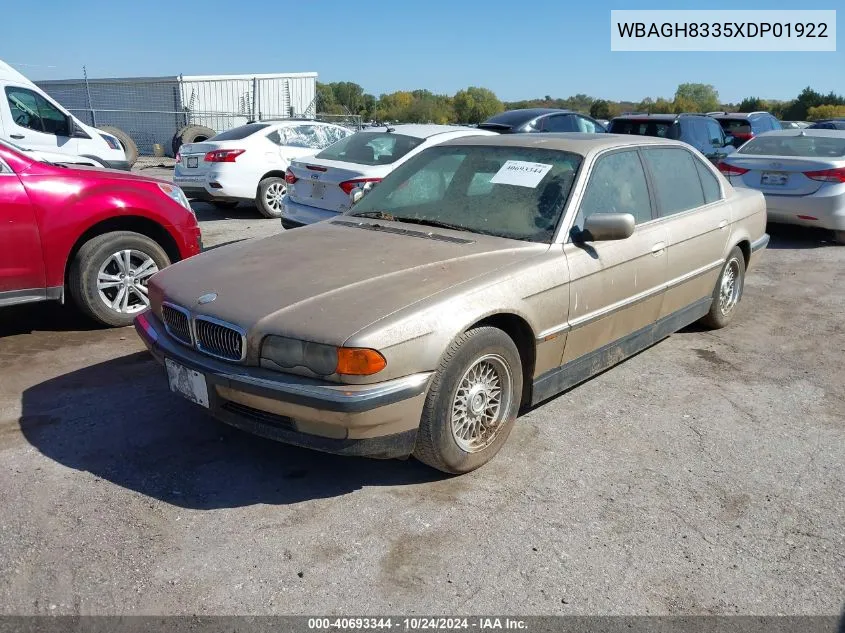 1999 BMW 740Il Il VIN: WBAGH8335XDP01922 Lot: 40693344