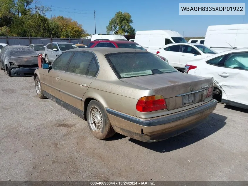 1999 BMW 740Il Il VIN: WBAGH8335XDP01922 Lot: 40693344