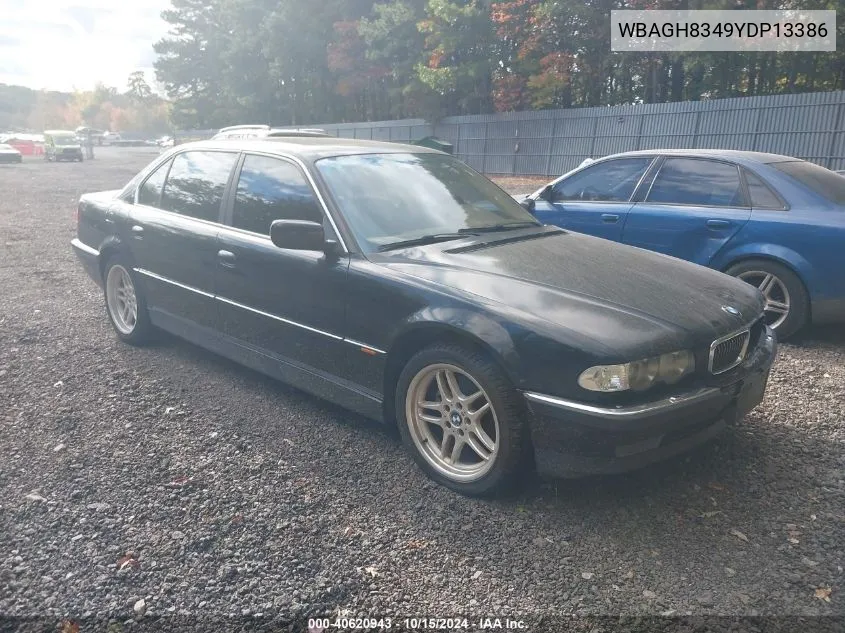 2000 BMW 740Il VIN: WBAGH8349YDP13386 Lot: 40620943