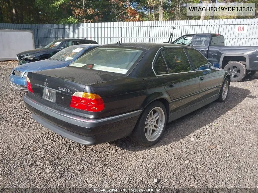 2000 BMW 740Il VIN: WBAGH8349YDP13386 Lot: 40620943