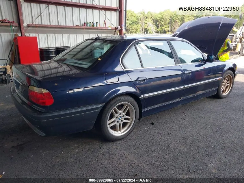 WBAGH83481DP22960 2001 BMW 740Il