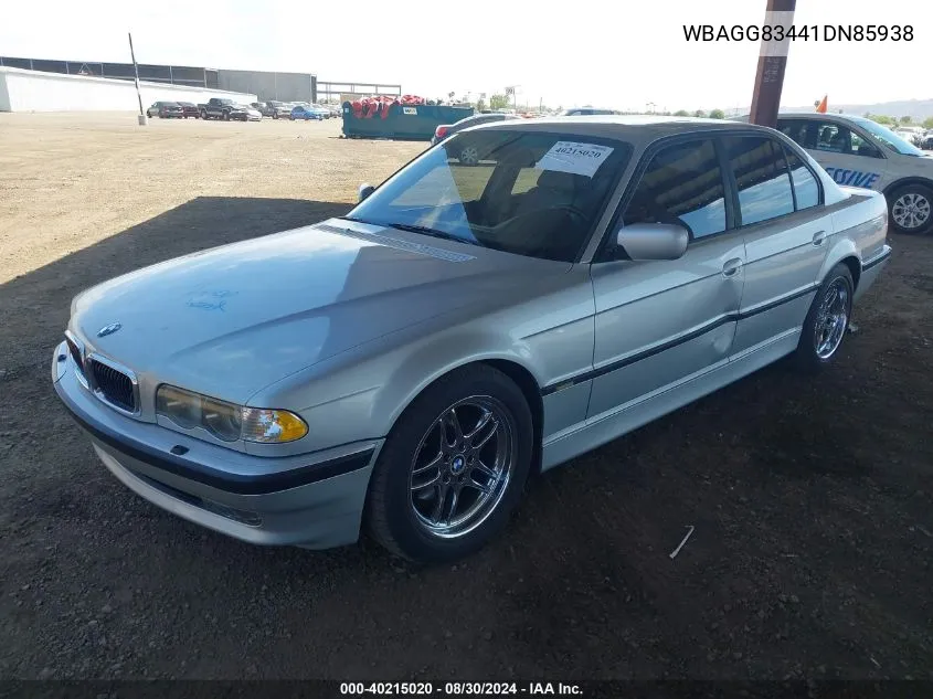 2001 BMW 740Ia VIN: WBAGG83441DN85938 Lot: 40215020