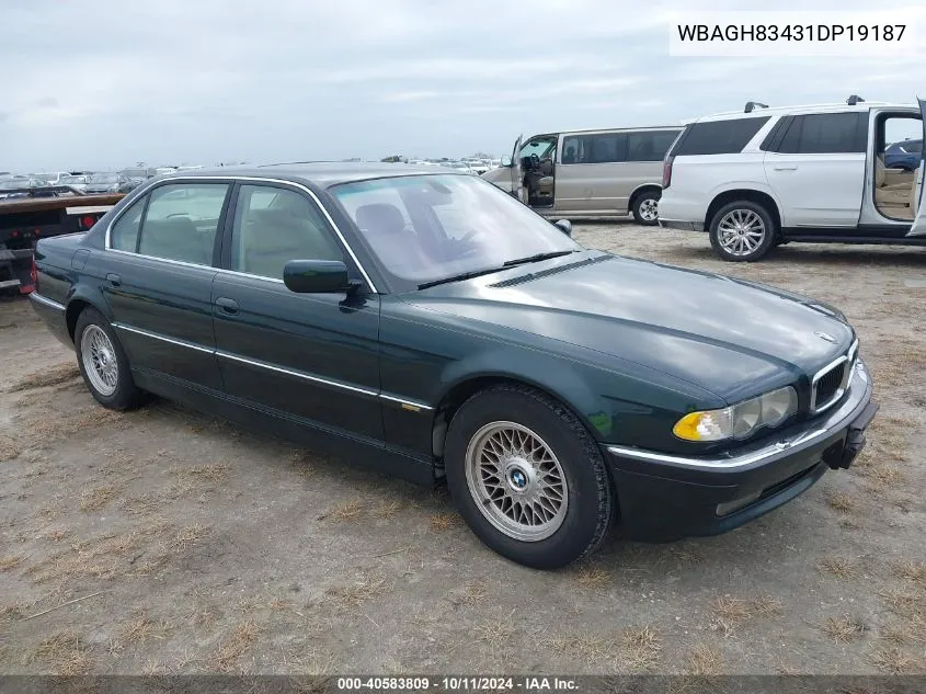 2001 BMW 740Il VIN: WBAGH83431DP19187 Lot: 40583809