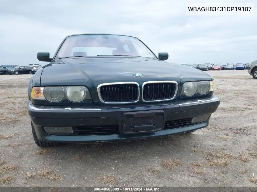 2001 BMW 740Il VIN: WBAGH83431DP19187 Lot: 40583809