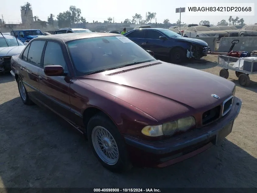 2001 BMW 740Il VIN: WBAGH83421DP20668 Lot: 40598908