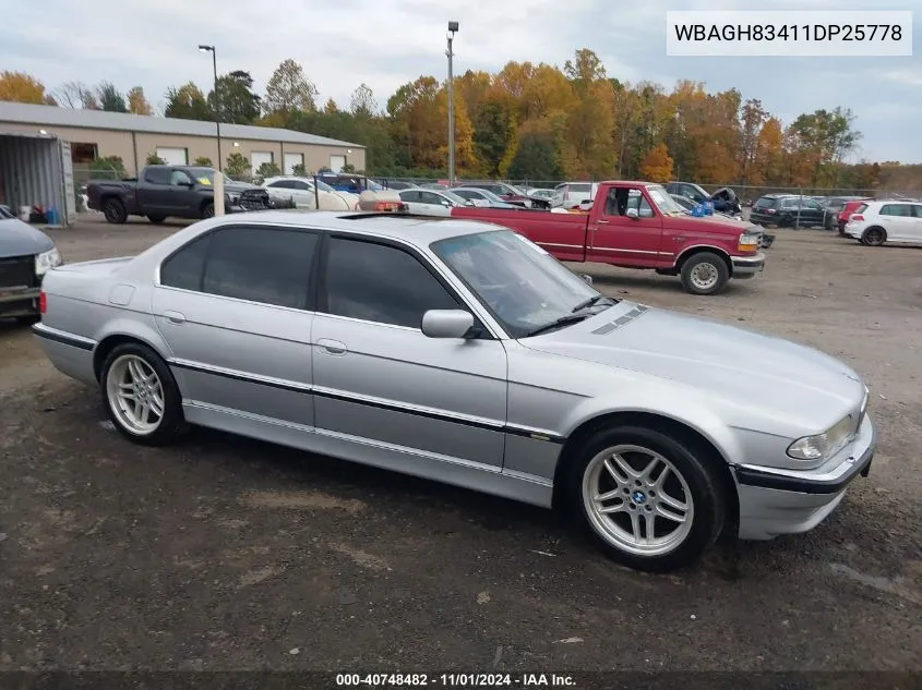 2001 BMW 740Il VIN: WBAGH83411DP25778 Lot: 40748482