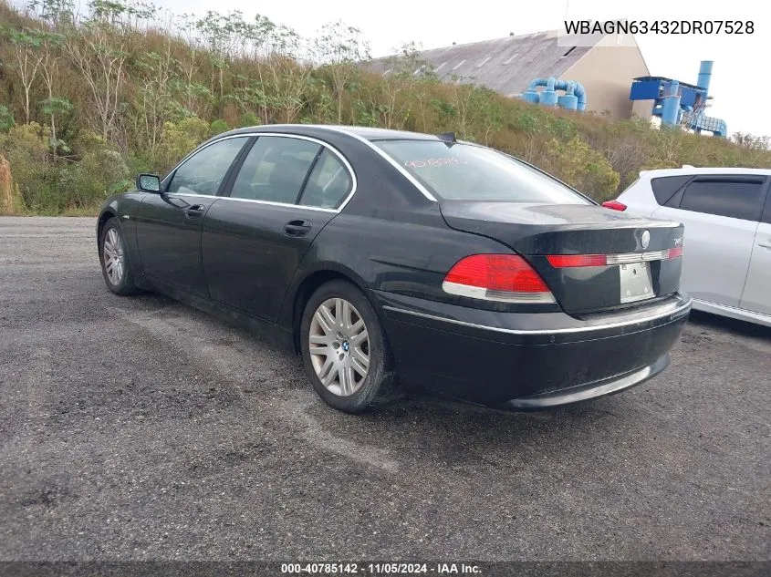 2002 BMW 745Li VIN: WBAGN63432DR07528 Lot: 40785142